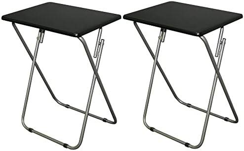 Folding TV Tray Tables, for Small Space, Black, Set of 2 | 19" X 15" X 26", For Eating, Portable Dinner Table, Couch & Living Room