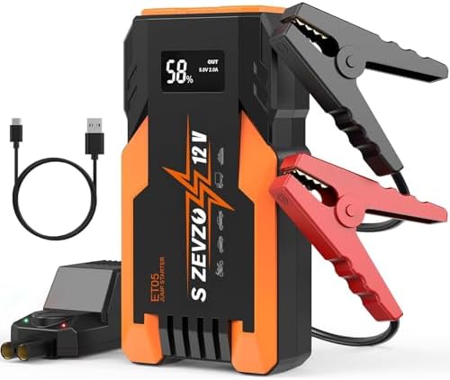 S ZEVZO ET05 Jump Starter 3000A Portable Car Jump Starter Battery Pack (7.2L Gas/ 5.5L Diesel), 51.8Wh 12V Jump Box with USB Ports
