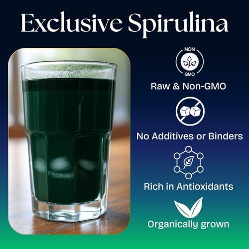 NaturalZing - 100% Pure Organic Spirulina Tablets | Non-GMO | Daily Greens | Vegan Superfood Protein & Antioxidant Support – Rich in Phycocyanin, Beta Carotene & Iron - 2000 Tablets (16 oz Bulk Pack)