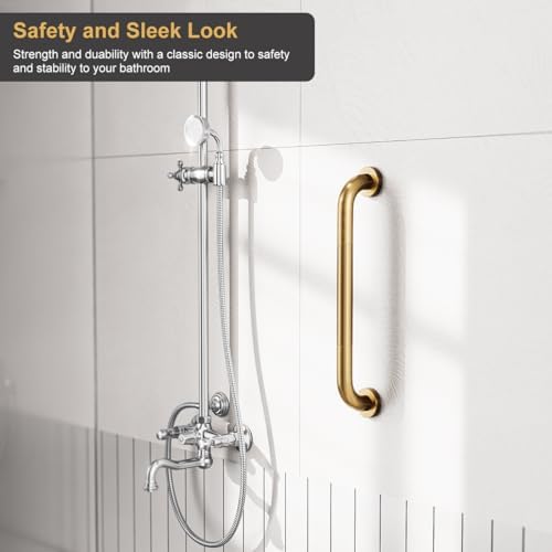 FANHAO 2 Pack Shower Grab Bar, 16 Inch Stainless Steel Bathroom Grab Bar with Anti-Slip Knurled Grip, Heavy Duty Shower Handle Bath Handle