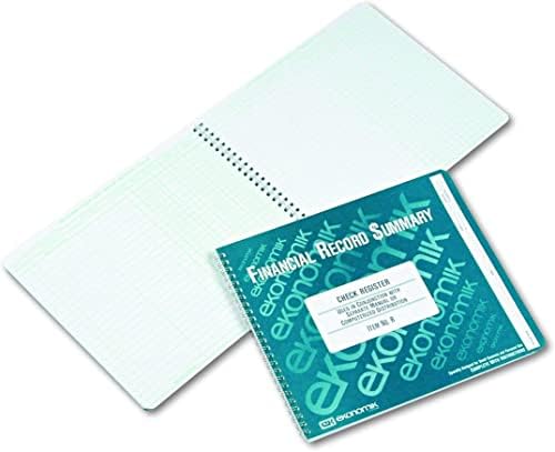 R Wirebound Check Register Accounting System, 8 3/4 x 10, 40-Page Book , Green;white