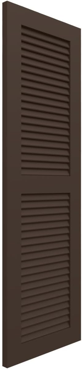 18"W x 60"H True Fit PVC Two Equal Louver Shutters, Unfinished (Per Pair - Hardware Not Included)