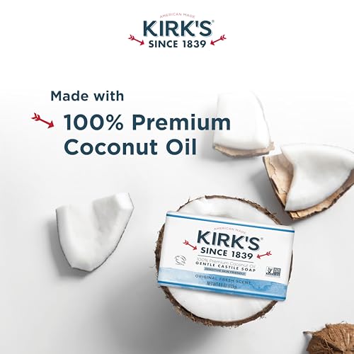 Kirk's Original Coco Castile Bar Soap Fragrance Free 4 Ounces (8 Pack)