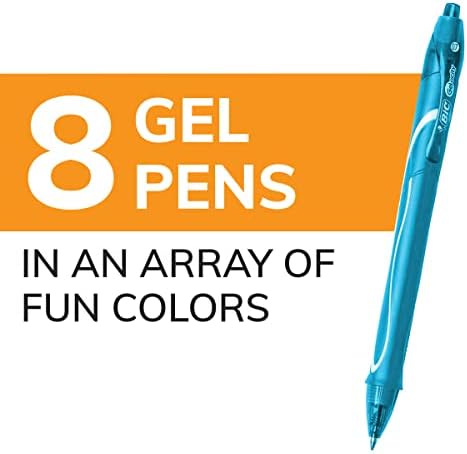 BIC Gelocity Quick Dry Gel Pens, Medium Point, 0.7 mm, 8-Count Pack | Full-Length Comfort Grip, Smudge-Resistant Quick Dry Ink, Ideal for School Supplies and Color-Coding Notes