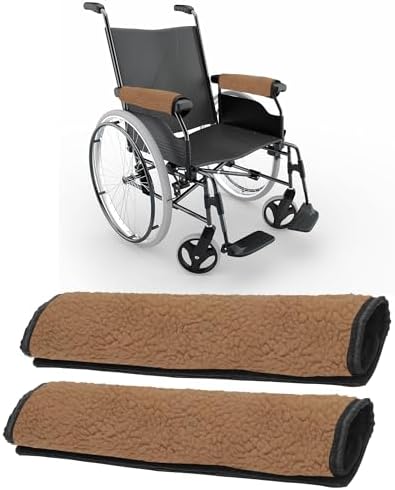 AHIER Wheelchair Armrest Pads, 2PCS Sheepskin Fleece Wheelchair Armrest Covers, Non Slip Arm Rest Cover Cushion pad for Wheelchairs