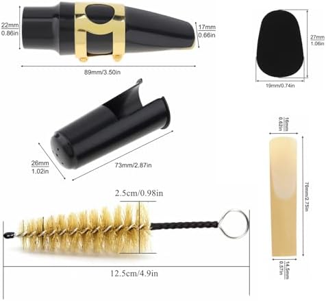 Alto Saxophone Mouthpiece Kit, Sax Mouthpiece Kit with Cap & Metal Ligature & 10 Reeds & 24 Cushions Pads