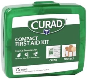 Curad Compact First Aid Kit, Green 75 Items, 1 Each