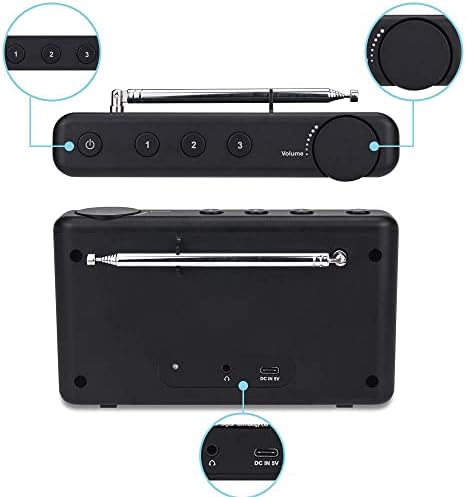 Ocean Digital WR-23F Portable FM Internet Radio 2.4” Color LCD Built-in Battery Wi-Fi Bluetooth (Black)