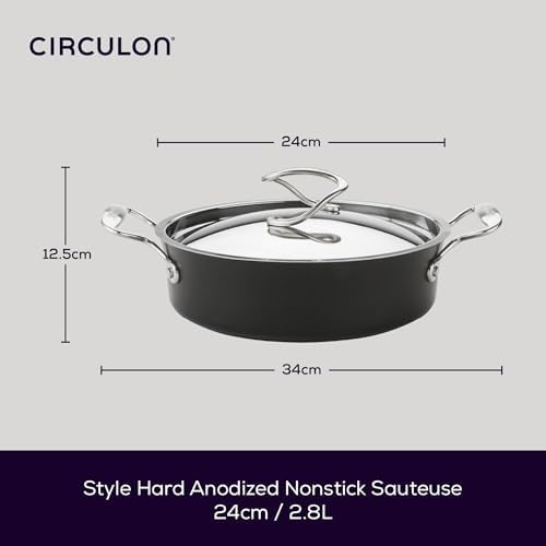 Circulon Style Hard Anodised Sauteuse, 24cm/2.8L