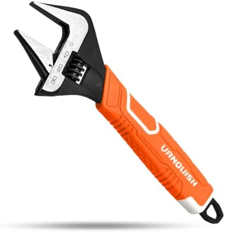 VANQUISH 12 Inch Adjustable Wrench, 2-3/8” Wide Jaw Opening Plumbing Wrench, CR-V Steel, SAE and Metric Scale Marked, With Comfort Grip Handle and Hanging Hole (3154)