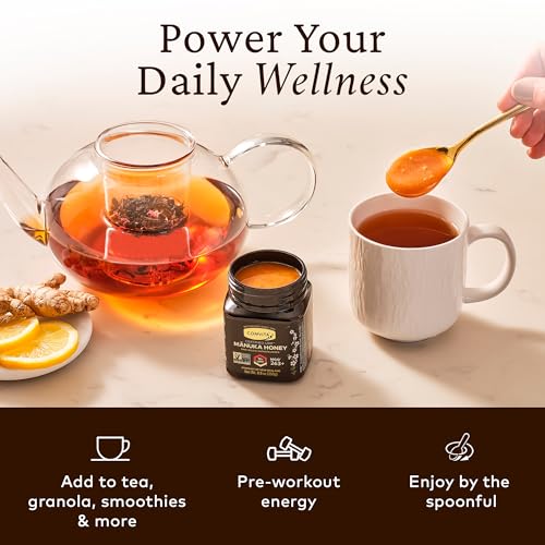 Comvita Manuka Honey UMF 10+ (MGO 263+), Monofloral - 500g (17.6 Oz) | Raw Manuka Honey New Zealand, Pure & Unpasteurized, Superfood for Immune Health, Wild, Use in Tea, Non-GMO