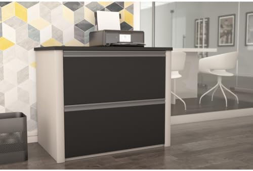 BESTAR Connexion Lateral File Drawer (Ready-to-Assemble), 30", Slate/Sandstone | Ready-to-Assemble; Adjustable leg levelers; ball-bearing drawer slides; Particle board construction