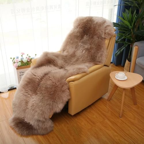 Real Sheepskin Rug Fluffy Sheepskin Throw Genuine Sheepskin Rug Sheepskin Seat Covers for Chairs Recliner Sofa (2.3x6.5ft) (Color : Ivory)