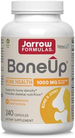 Jarrow Formulas BoneUp, 1,000mg Calcium Per Day, 240 Capsules | Bone Density Support, MCHA Calcium, Vitamins D3 & K2, Provides Skeletal Nutrition, Strong Bone Support, 40 Day Supply