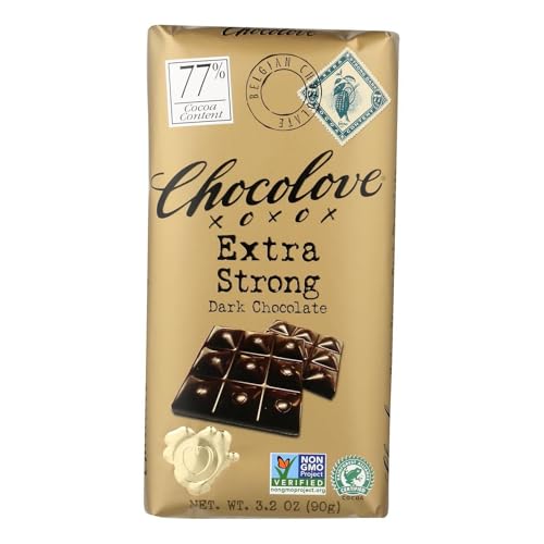 Chocolove Xoxox Premium Chocolate Bar - Dark Chocolate - Extra Strong - 3.2 Oz Bars - Case Of 12