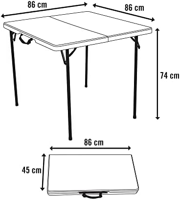 LIFETIME 80273 Fold in Half Square Table, 34 Inch, White