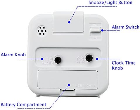 Peakeep Small Battery Operated Analog Travel Alarm Clock Silent | No Ticking, Lighted on Demand and Snooze, Beep Sounds, Gentle Wake, Ascending Alarm, Easy Set (Black)