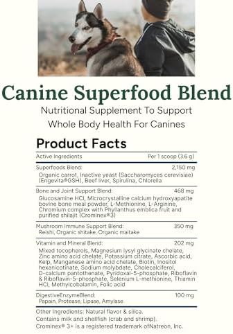 360 Pet Nutrition Canine Superfood Boost – All Life Stage Dog Meal Topper & Supplement, Supports Joint, Digestive & Immune Health, 30 Servings
