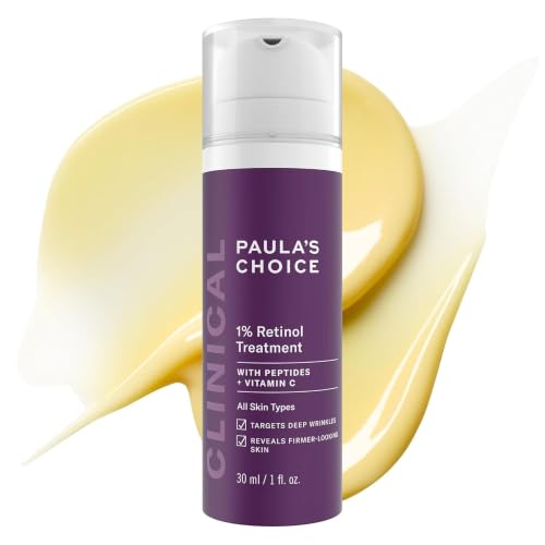 Paula's Choice CLINICAL 1% Retinol Face Treatment with Peptides | Anti-Aging Face Serum with Vitamin C & Licorice Extract for Fine Lines & Wrinkles, Fragrance Free
