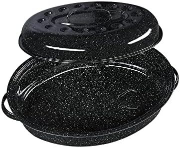 Granite Ware 13" Oval Roaster with Lid – Enameled Steel, Oven Safe to 932°F – Ideal for Roasting, Baking & Sourdough Bread – Self-Basting Cover, Dishwasher Safe, 7 lb Capacity | Oval Roaster Capacity, Roasts Up To 7 Lb Poultry Or Meat, Covered Cooking fo…