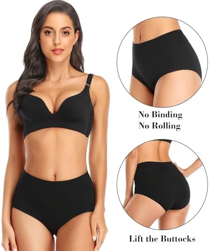 Womens Tummy Control Underwear Cotton High Waisted Full Briefs