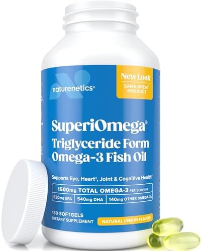 SuperiOmega rTG Triglyceride Form Omega 3 Fish Oil 1500mg EPA DHA 180ct | Re-Esterified Omega-3 Supplement for Women & Men