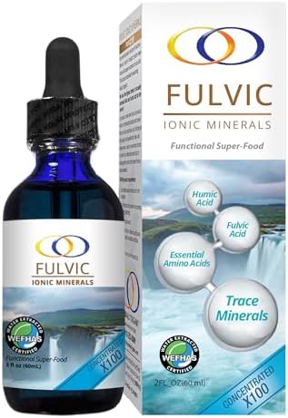 Optimally Organic Water Extracted Fulvic Ionic Minerals X100-2 Month Supply - Patented BioActive Ionic Fulvic Acid - Humic Acid - 77 Trace Minerals