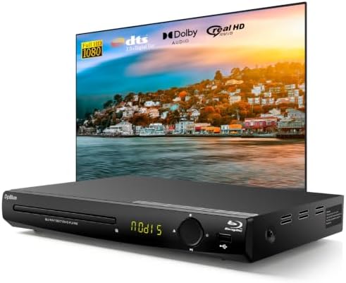 1080P Full HD Blu-ray DVD Player for TV/Projector, HDMI/AV/Coaxial Outputs | Home Theater Blu Ray Player Support Region A/1 Blu-ray Discs, CD DVDs VCD