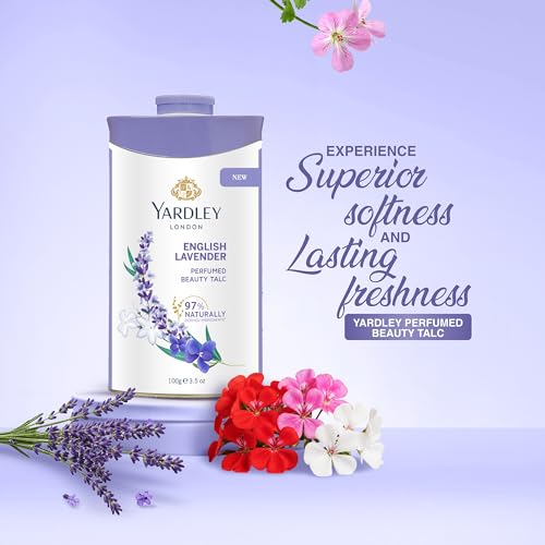 Yardley London English Lavender Perfumed Deodorizing Talc Talcum Powder 100gm, 3.5 Ounce