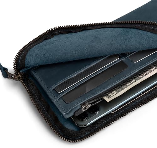 Hide & Drink, Leather Long Zippered Wallet, Holds Up to 8 Cards Plus Coins And Flat Bills, Phone Holder, Travel Essentials, Handmade (Bourbon Brown)