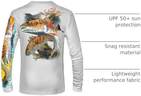 Men’s “Redfish” Comfortable Fishing Shirt-UPF 50+ Xtreme-Tek Interlocking Fabric, Quick-Dry, Ideal for Anglers (JM012)