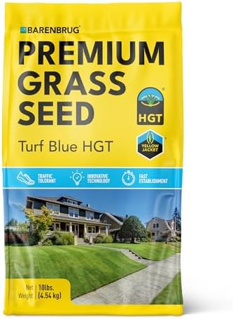 Barenbrug Turf Blue Healthy Grass Technology Grass Seed with Yellow Jacket Coating - Heavy Traffic Seed for Use on Sports Fields, Golf Courses, Parks
