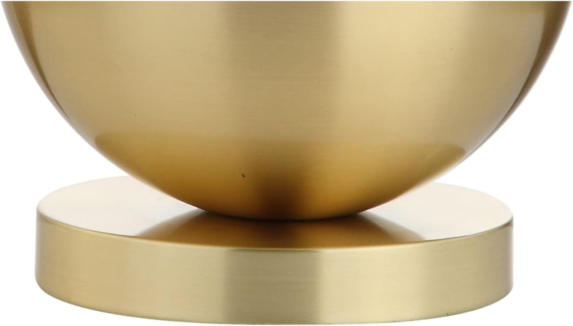 JONATHAN Y Carr Modern Table Lamp Ceramic Metal 23.5", White/Brass Gold | Contemporary Glam Nightstand Bedroom Desk Light, Linen Drum Shade, Silk Cord