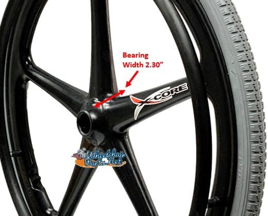 Set of 2 X-CORE Rear Wheelchair-WHELS 24" X1 3/8" (540) Black Color with Everyday Street Tires & Push Rims