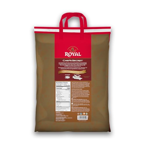 Royal Chef's Secret Basmati White Rice - 10 lb Bag | Premium Extra Long Grain Rice - Perfect for Biryanis, Pilafs, Pulao & Curries - Cook in Microwave or on Stove Top