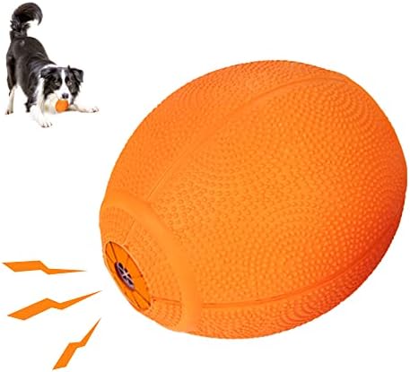 LaRoo Squeaky Dog Ball Toy,Durable Natural Rubber Squeaker Ball Throwing Training,Teeth Cleaning Chew Toy for Pet Medium and Large Dogs (3.5In Green)