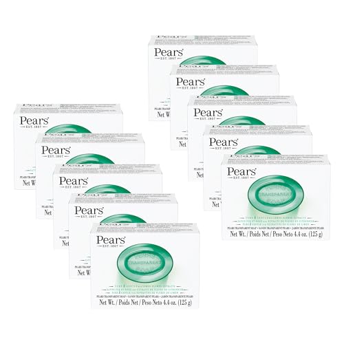 Pears Soap, Pure & Gentle with Lemon Flower Extract, 3-Pack – Transparent Green Glycerin Soap for Radiant, Glowing Skin, 4.4 Oz Ea