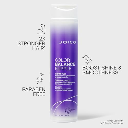 Joico Color Balance Purple Shampoo | For Cool Blonde or Gray Hair | Eliminate Brassy Yellow Tones | Boost Color Vibrancy & Shine | UV Protection