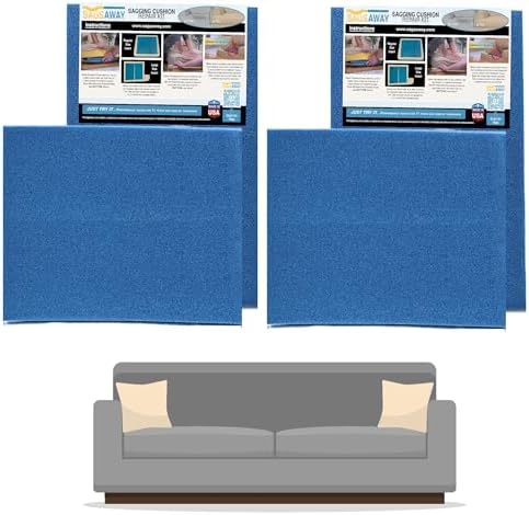 Large 2 Piece 1.5in Thick Cushion Insert Kit for Immediate Lasting Support of 1 Saggy Seat. Two13x17in Pieces of Military Grade Foam Adds Thickness, Delays Replacing Sofa