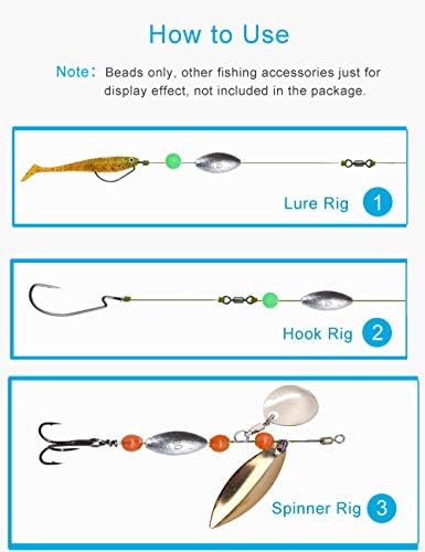 Fishing Beads Assorted Set, 1000pcs 5mm Round Float Glow Fishing Rig Beads Fishing Lure Tackle
