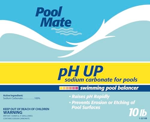 Pool Mate 10-Pounds Premium pH Up for Swimming Pools | 100% Sodium Carbonate, Raises pH, pH Increaser, Easy To Use, Works Fast