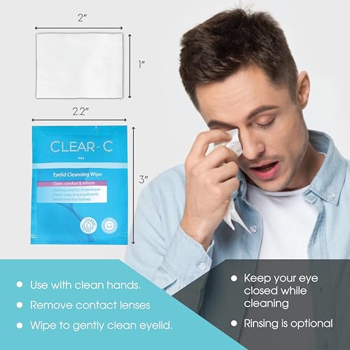 Clear C Pre-Moistened Eyelid Cleaning Wipes, 1 Boxes Of 30 | Rinse-Free Eye Lid Wipes For Dry Eyes, Individually Wrapped Travel Packs