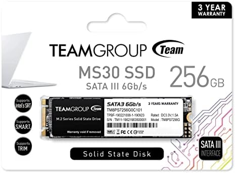 TEAMGROUP MS30 1TB with SLC Cache 3D NAND TLC M.2 2280 SATA III 6Gb/s Internal Solid State Drive SSD (Read/Write Speed up to 530/480 MB/s) Compatible with Laptop & PC Desktop TM8PS7001T0C101