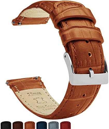 20mm Toffee Brown - Long - BARTON Alligator Grain - Quick Release Leather Watch Bands