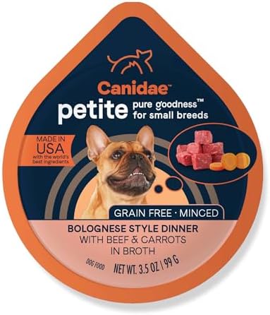 Canidae Pure Petite Premium Wet Dog Food for Small Breeds, Minced with Beef & Carrots, 3.5 oz, (Case of 12) Grain Free