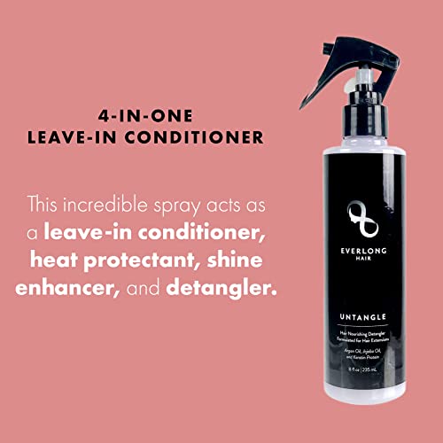 everlong Untangle Leave-in Conditioner Detangler Spray for Hair Extensions & Wigs, Infused with Keratin Protein, Argan and Jojoba Oil