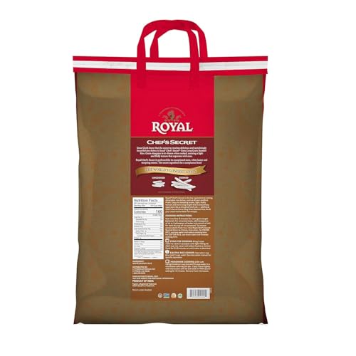 Royal Chef's Secret Basmati White Rice - 10 lb Bag | Premium Extra Long Grain Rice - Perfect for Biryanis, Pilafs, Pulao & Curries - Cook in Microwave or on Stove Top