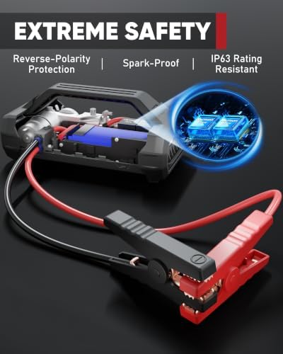 LOKITHOR JA300 Jump Starter with Air Compressor(7.0L Gas & 4.5L Diesel) | 1500A 12V Portable Jumper Box | 150PS 35LPM Tire Inflator, Digital Display