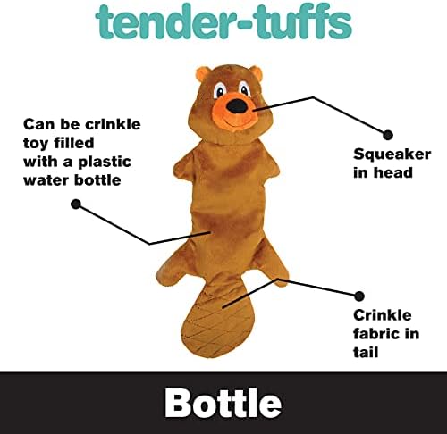 SmartPetLove Snuggle Puppy Tender Tuffs - Water Bottle Cruncher with Puncture Resistant Squeaker - Pig Bottle Cover Dog Toy