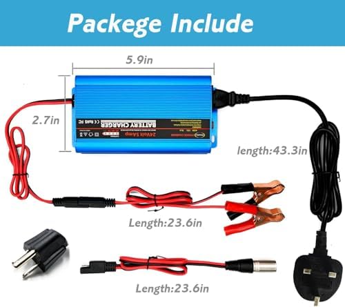 Unocho 24V 5A Battery Charger Maintainer 4-Stage Smart Lead-Acid Charger with 3-Pin XLR Connector Power Switch and LED Display for Wheelchairs Mobility Scooters AGM Gel SLA VRLA